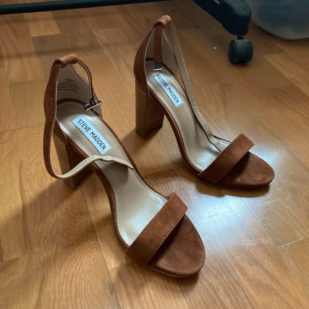 Steve Madden Carrson Strap Heel Suede Sandals